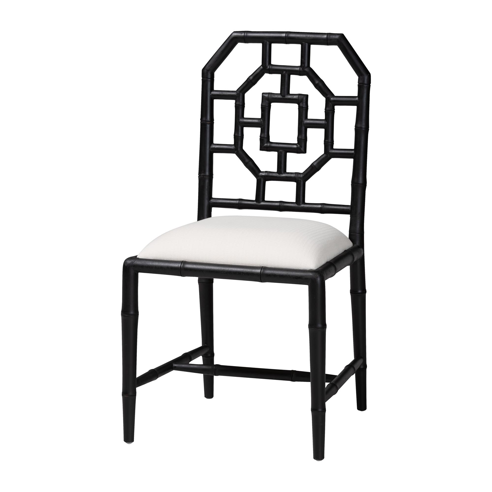 bali & pari Boone Dining Chair with Chinoiserie Design, Black